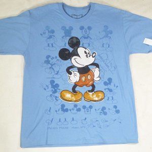 Disney Mickey Mouse Short Sleeve XL Blue T-Shirt 100% Organic Cotton NWT
